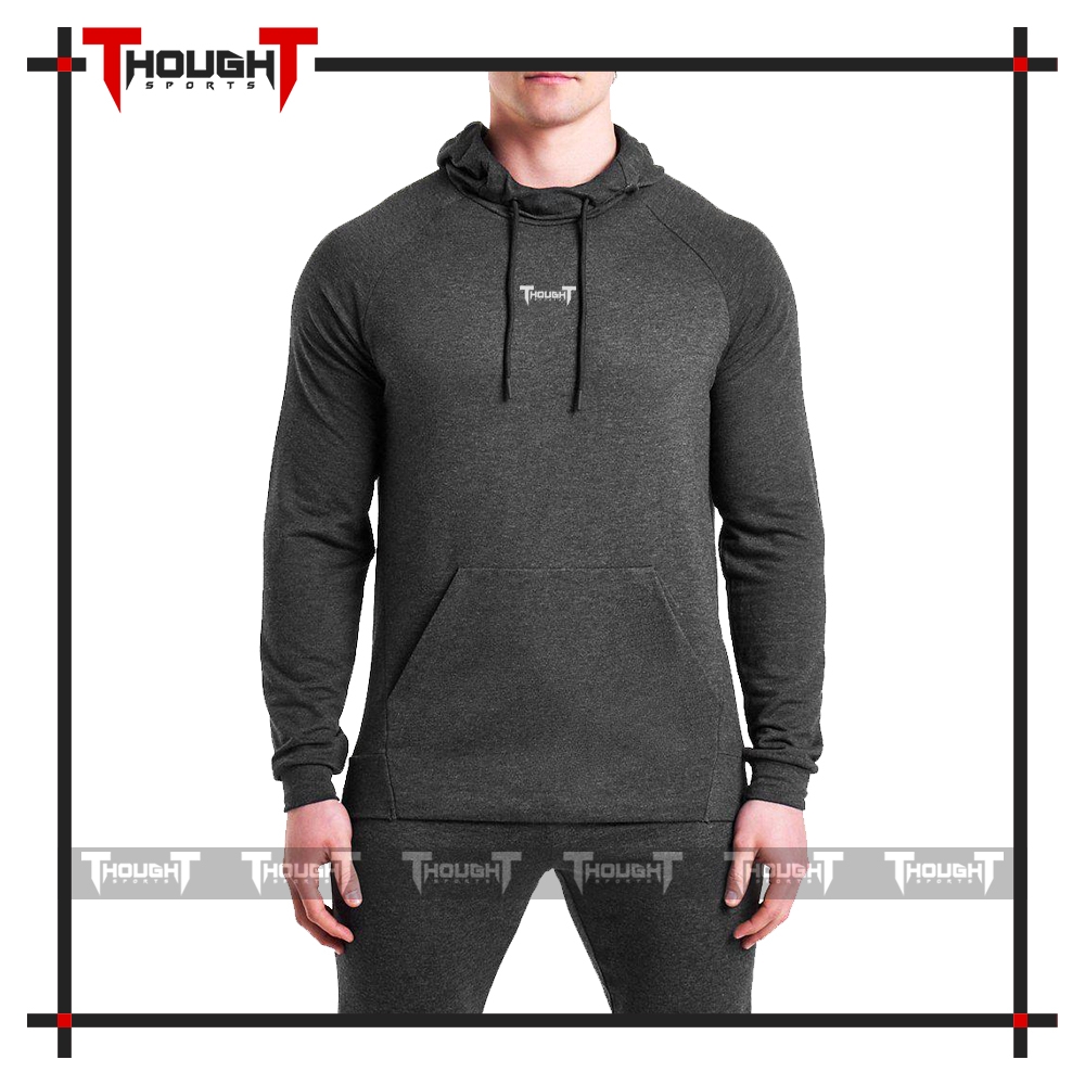 Mens Charcoal Grey Without Zip Hoodie