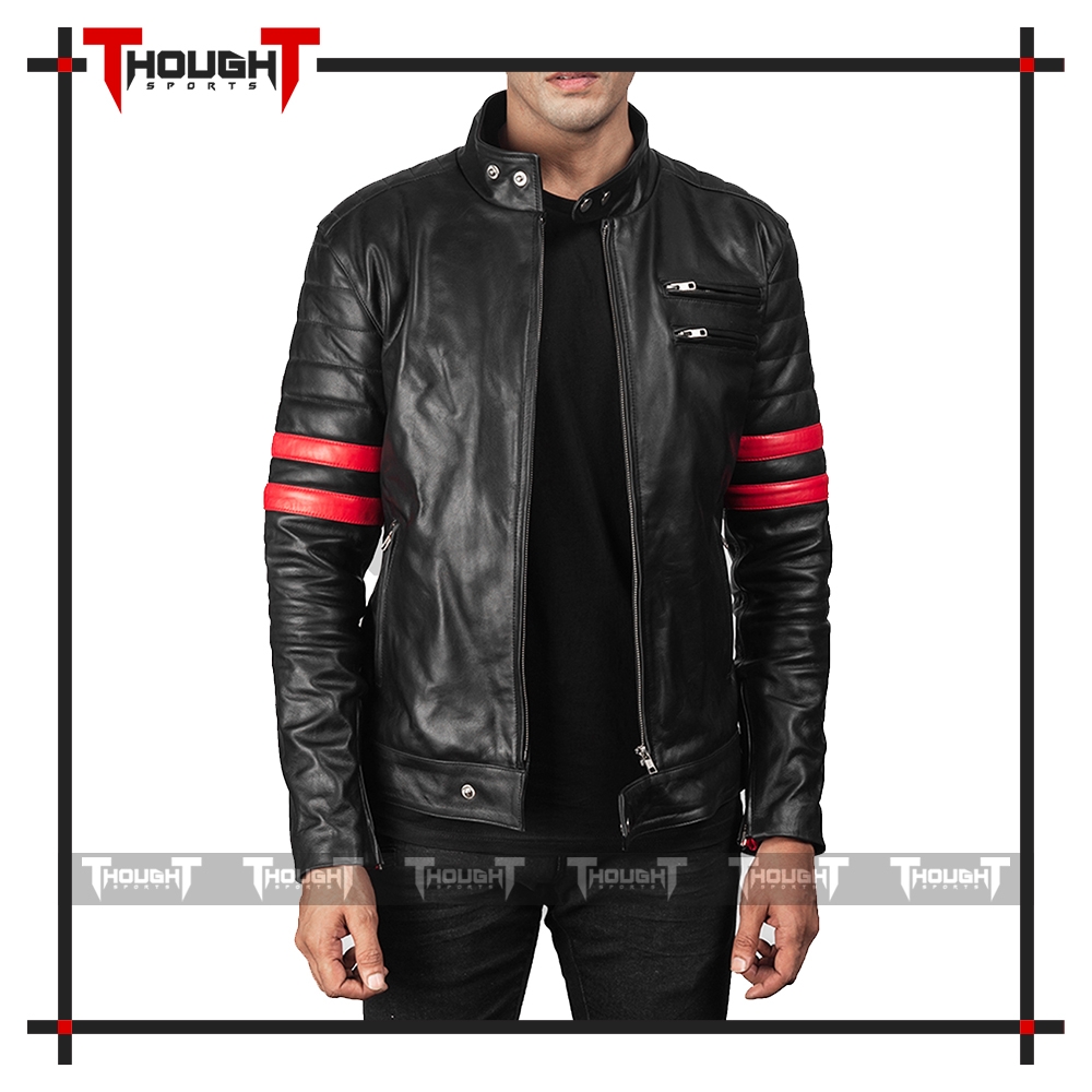 Mens Black Biker Leather Jacket