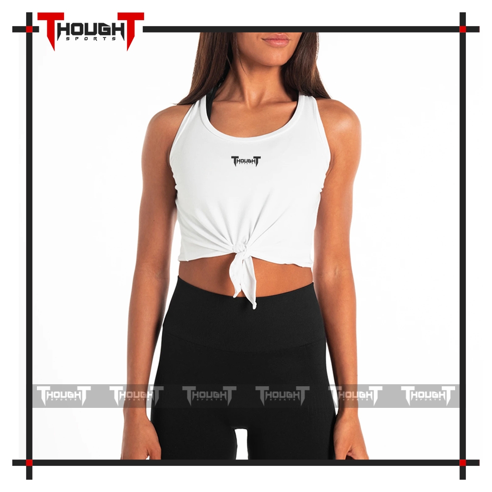 Ladies White Cropped Tank