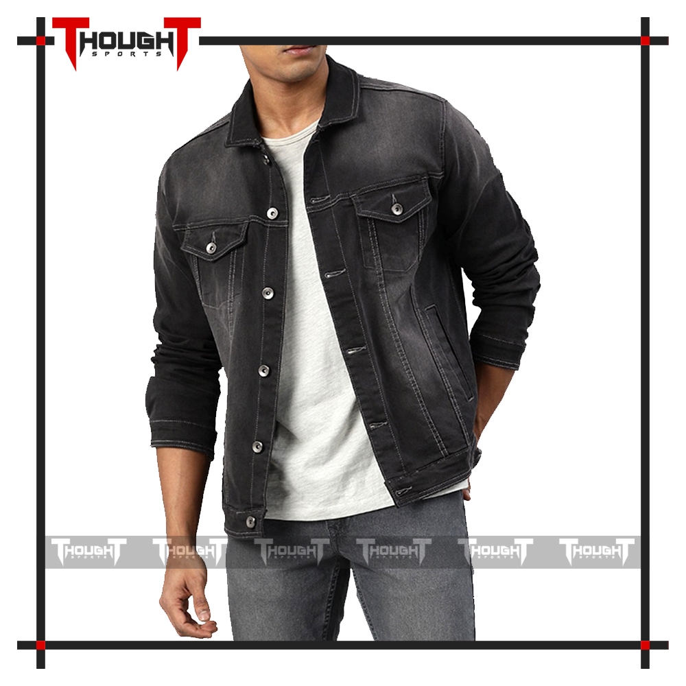 Mens Dark Grey Denim Jacket