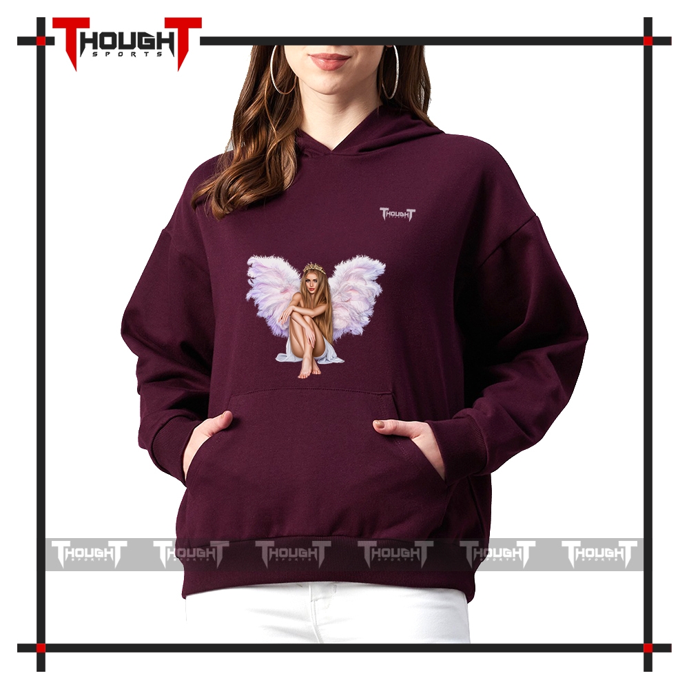 Women Femella Burgundy Sublimation Hoodie