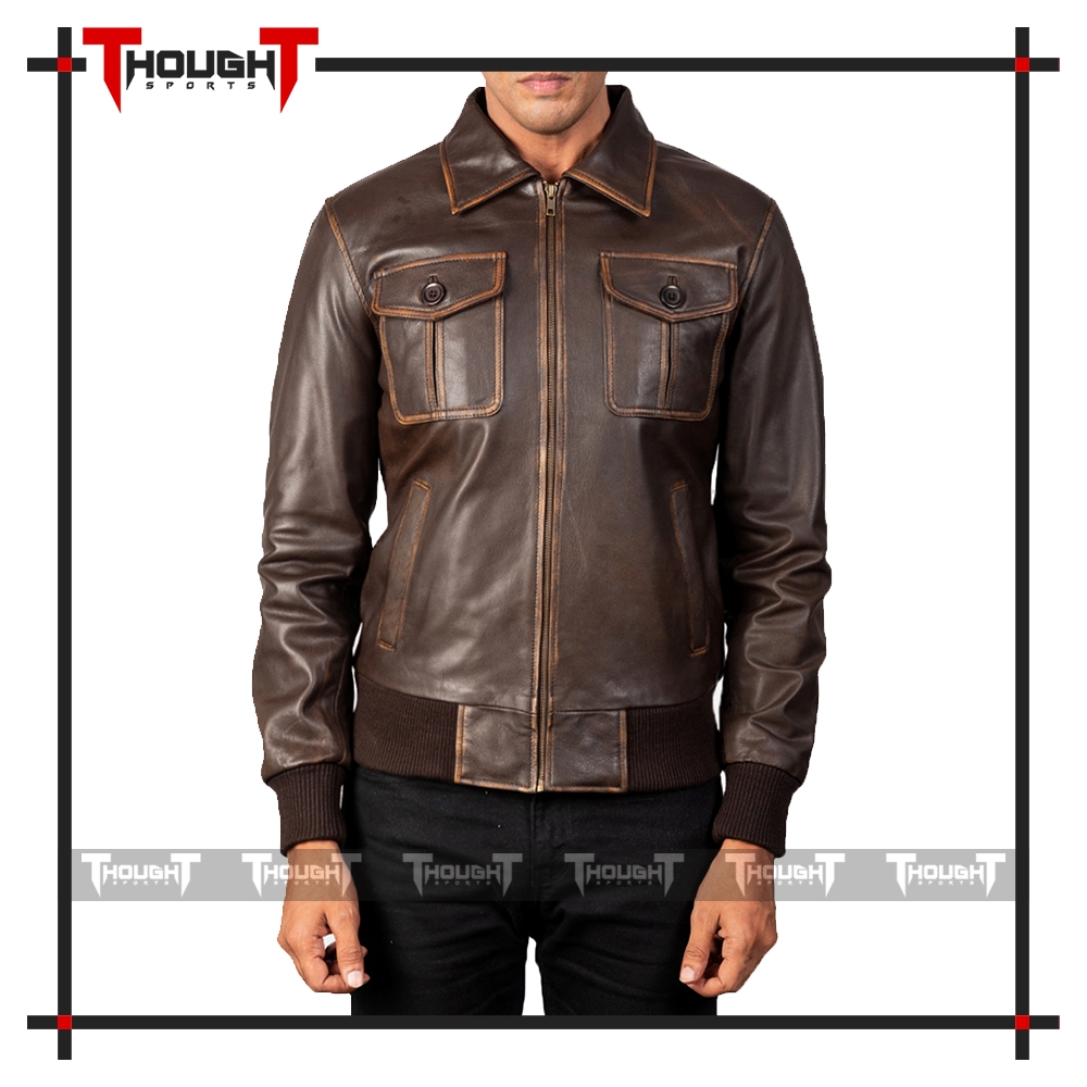 Mens Brown Biker Leather Jacket