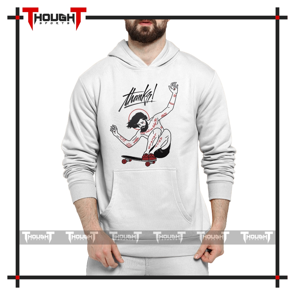 Mens White Sublimation Hoodie