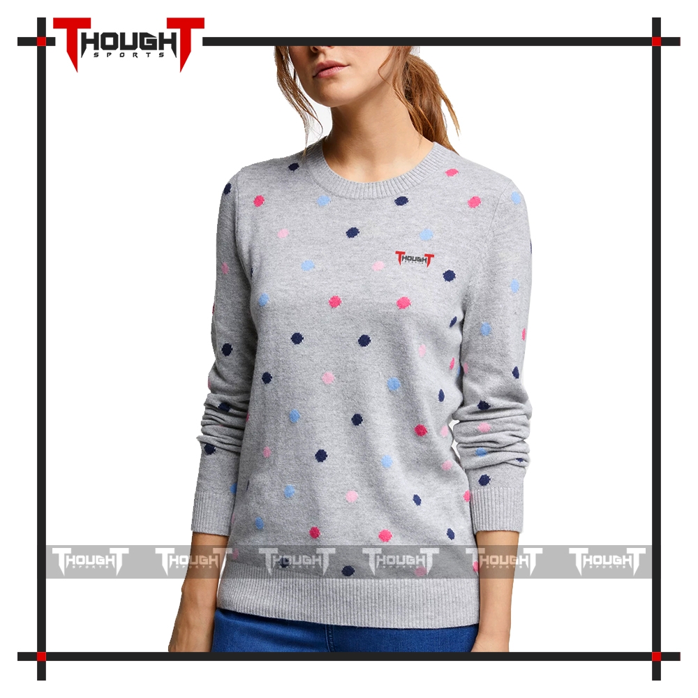 Women Grey Multi Dotted Sweatshirt