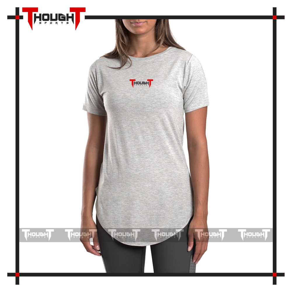 Women Grey Long Drop Cut T-Shirt