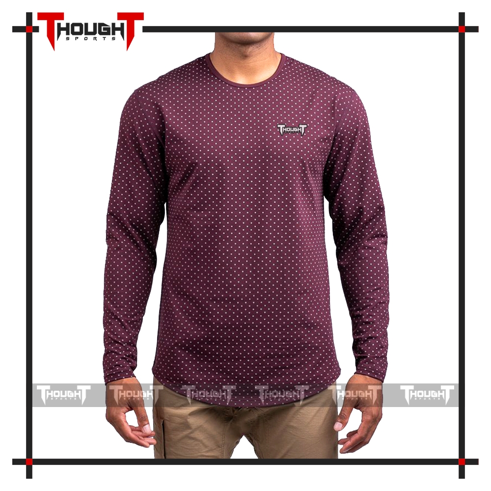 Mens Dotted Long Sleeve Drop Cut T-Shirt