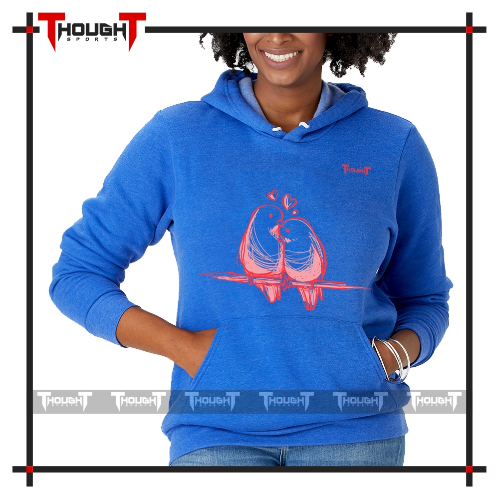 Women Blue Printed Hoodie