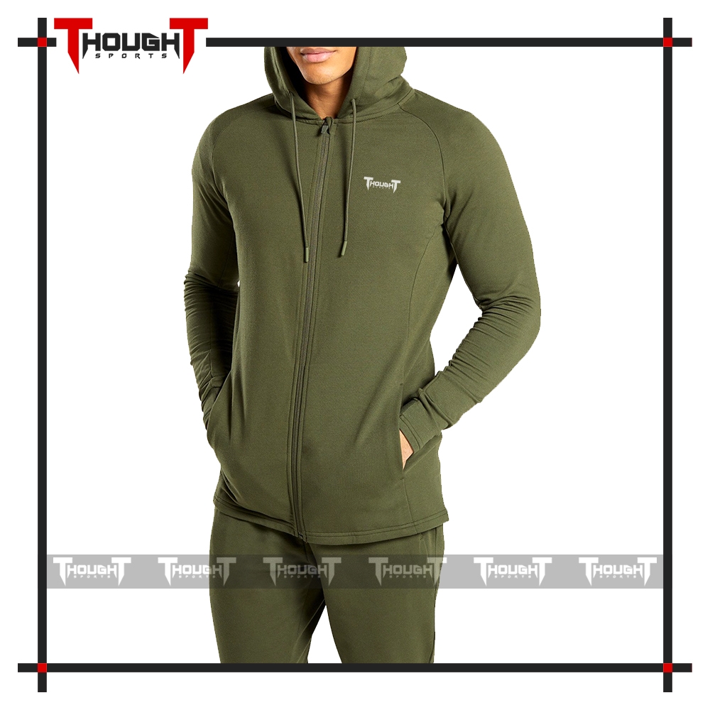 Mens Olive Zip Hoodie