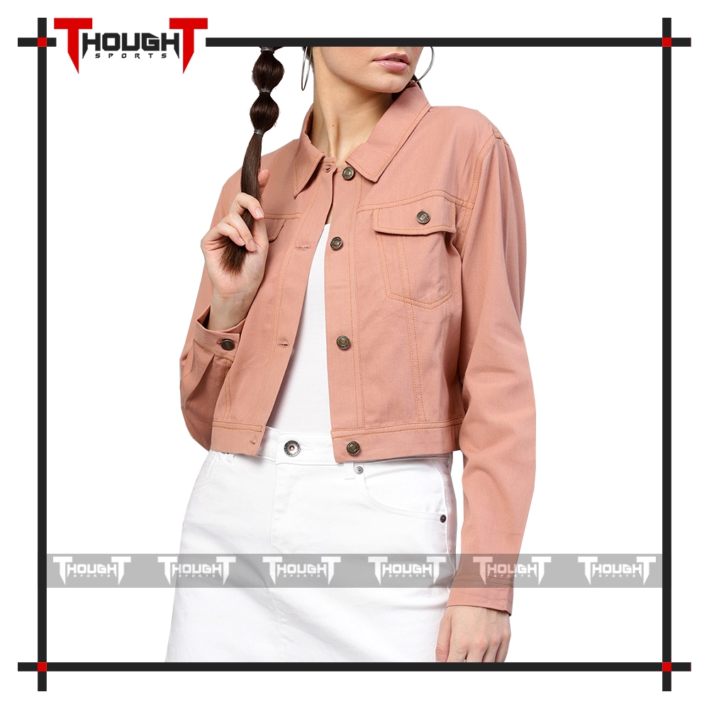 Women Dusty Pink Denim Jacket