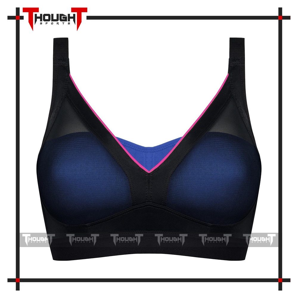 Ladies Black Blue Sports Bra