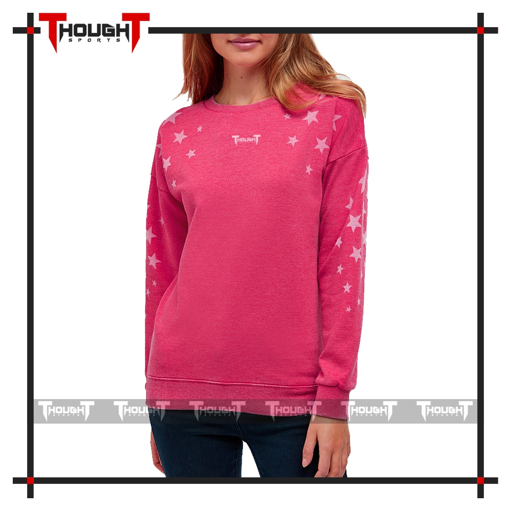 Women Neon Pink Star Sweatshirt