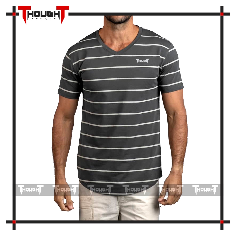 Mens Grey V-Neck T-Shirt